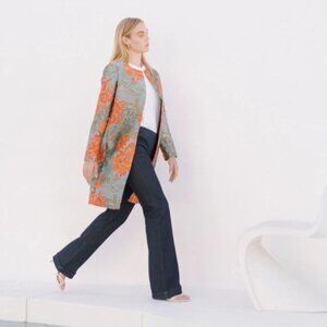 Catherine Gee Indigo Denim Stretch Pants Flared Leg High-Rise